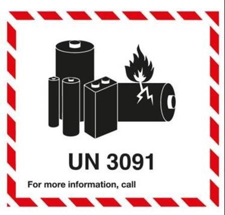 Farligt gods ADR Litiumbatteri UN3091, 40930